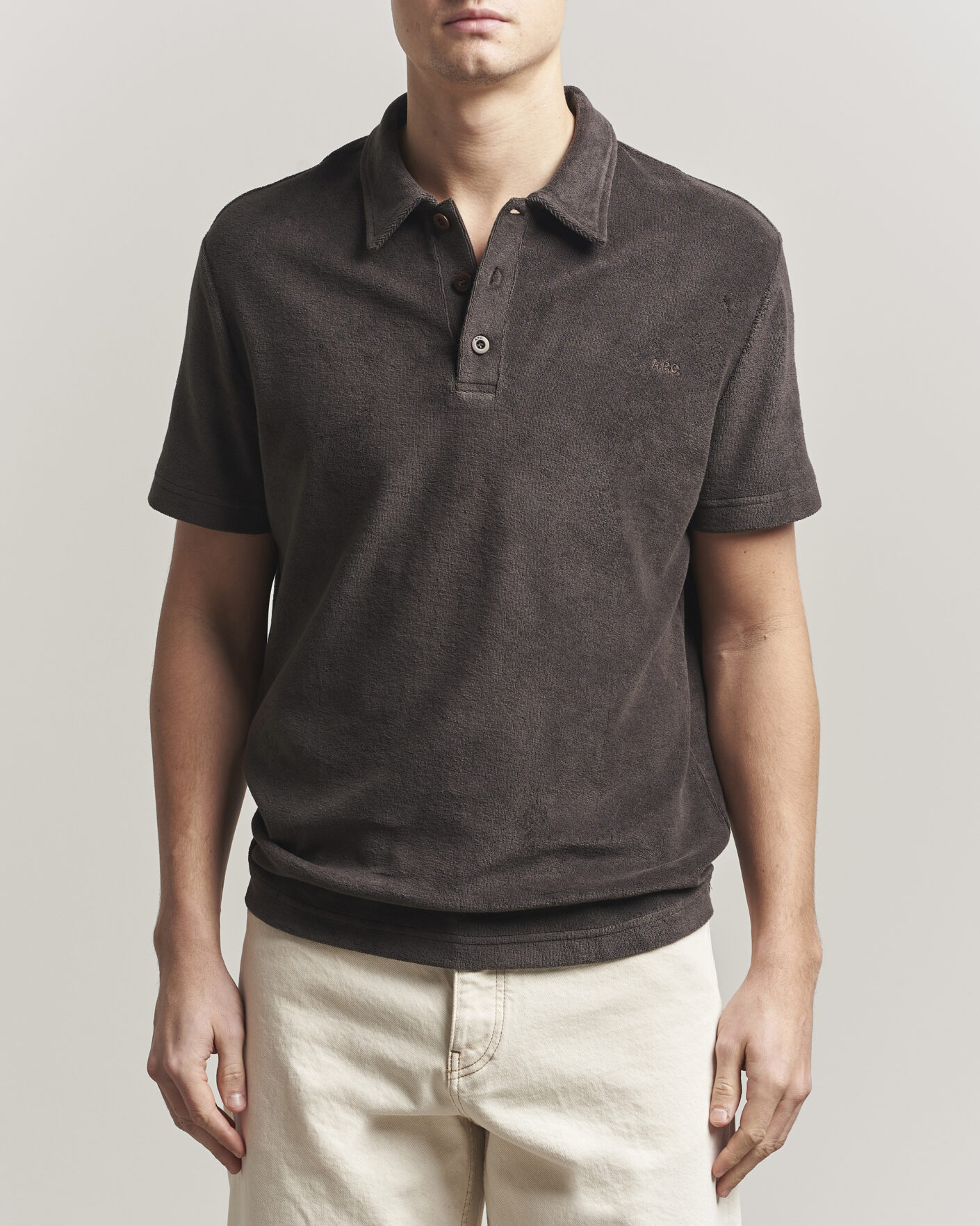 A.P.C. Julian Cotton Knitted Polo Brown at CareOfCarl.com
