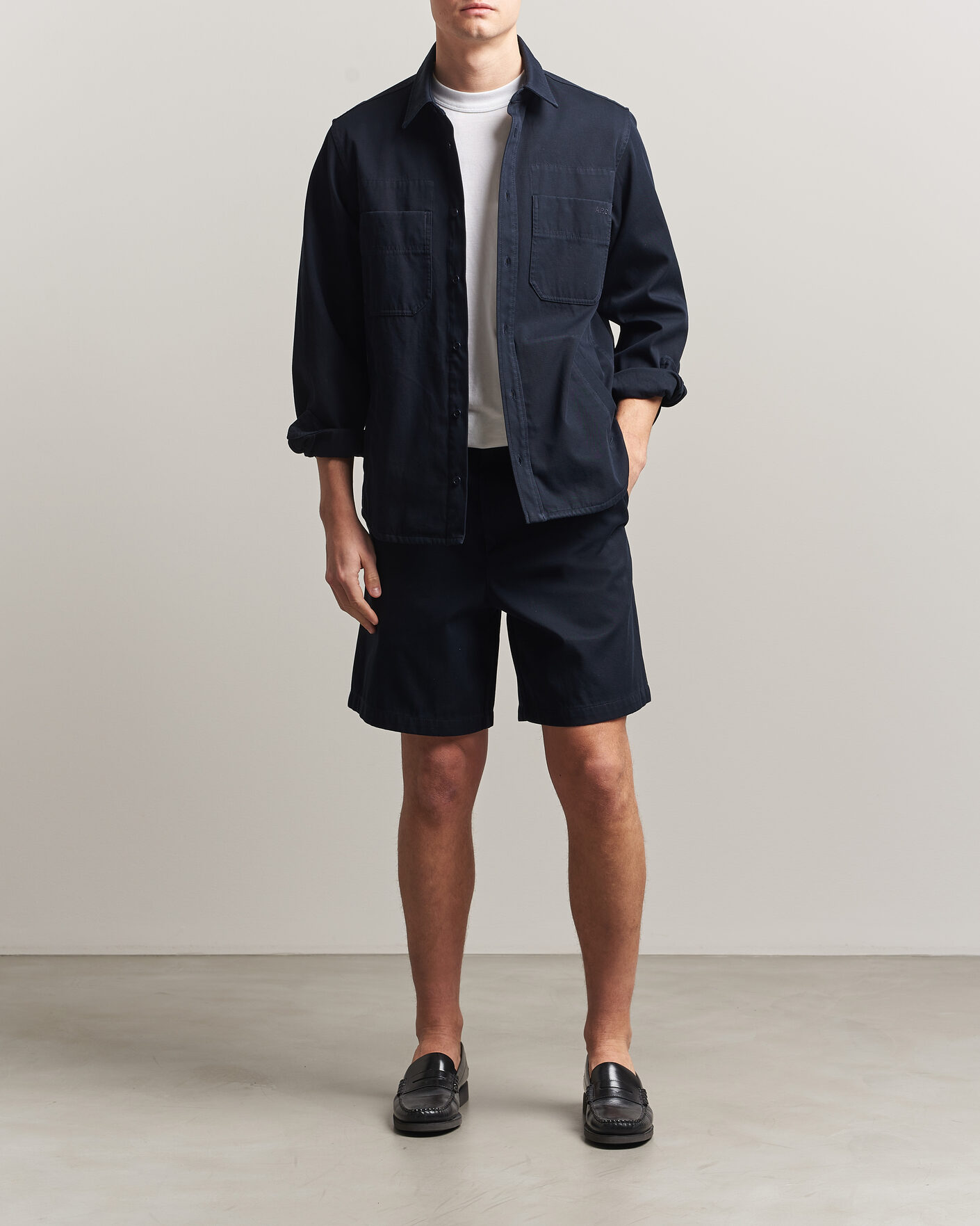 A.P.C. Otis Cotton Chino Shorts Dark Navy at CareOfCarl.com