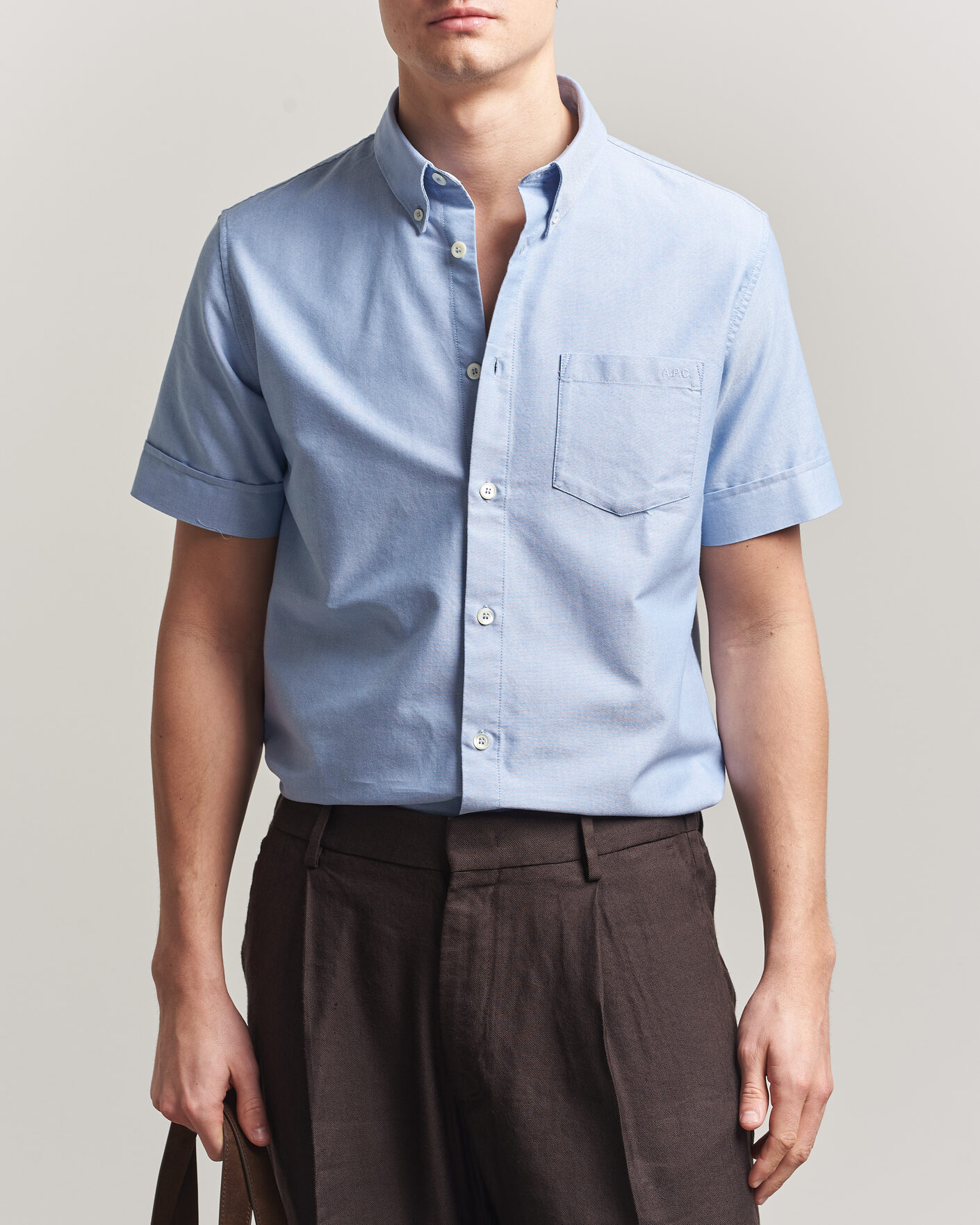 A.P.C. Jack Short Sleeve Shirt Light Blue at CareOfCarl.com