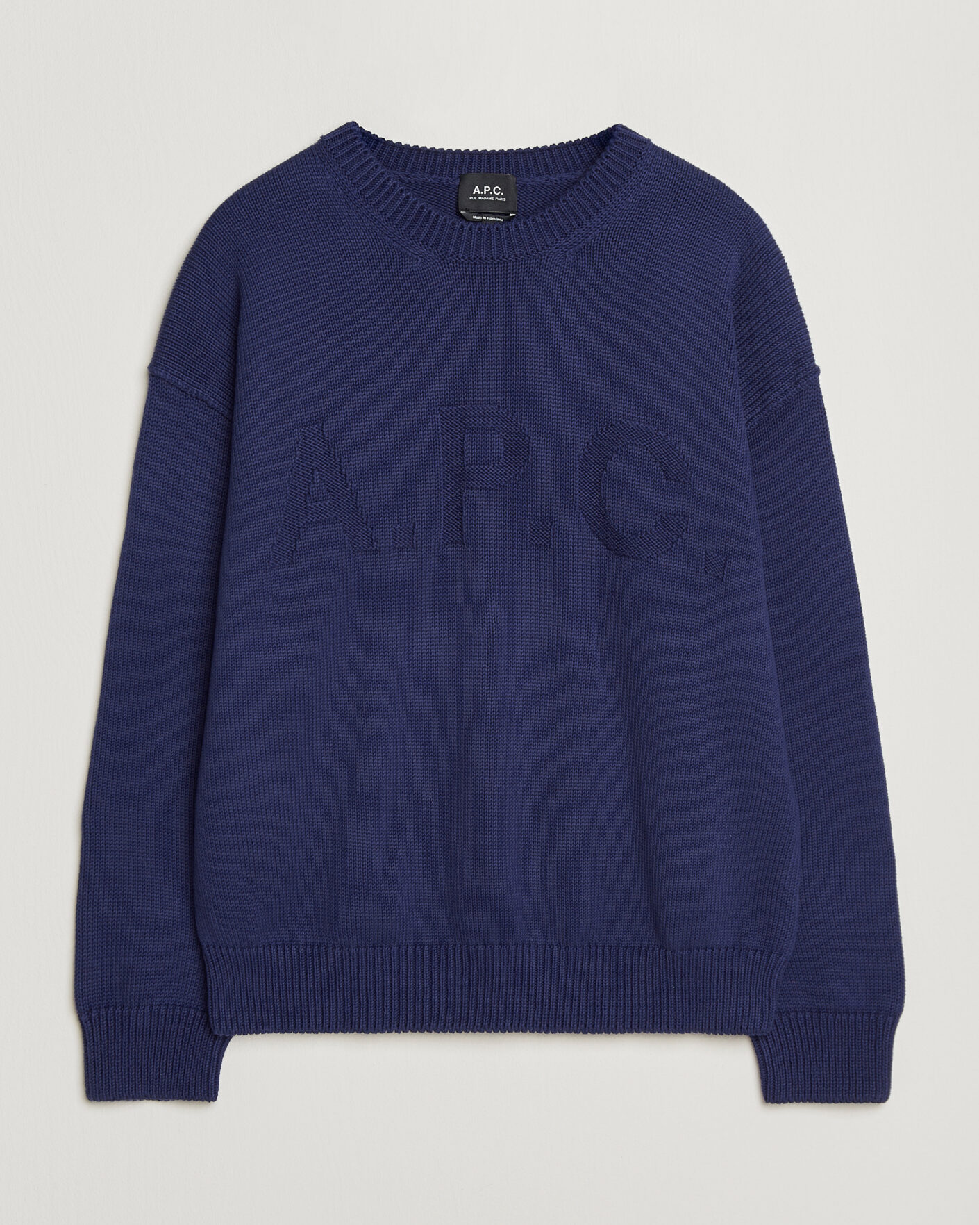 Men | Sweaters & Knitwear | A.P.C. | Leo Cotton Knitted Sweater Dark Blue