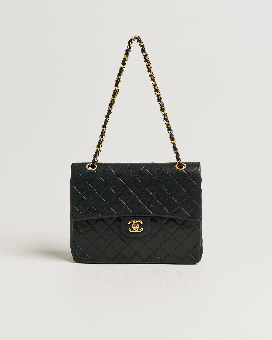 Men | Pre-Owned & Vintage Bags | Chanel Pre-Owned | Classic Double Flap Square Medium Lambskin Black
