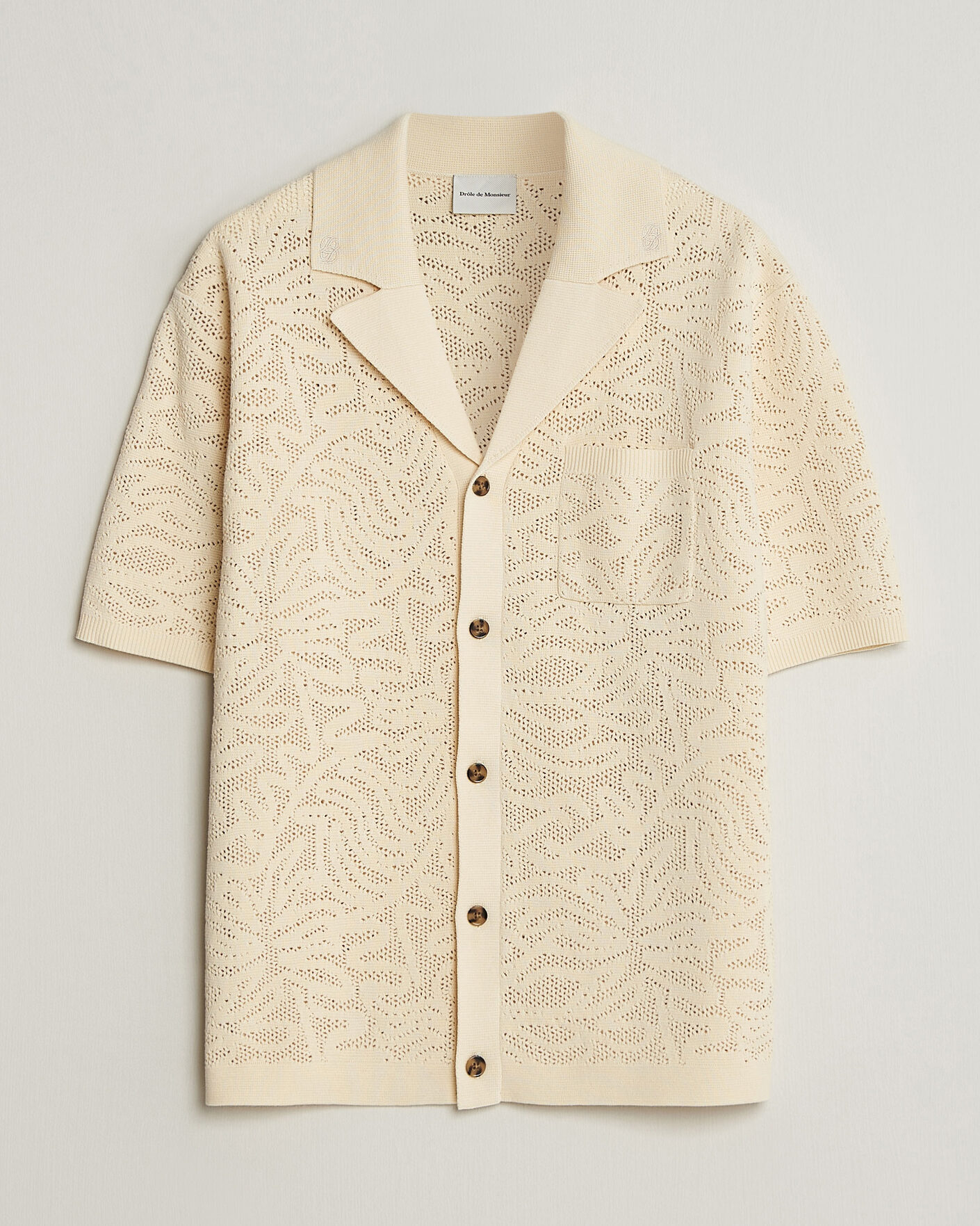 Men | Shirts | Drôle de Monsieur | Knitted Resort Shirt Off White