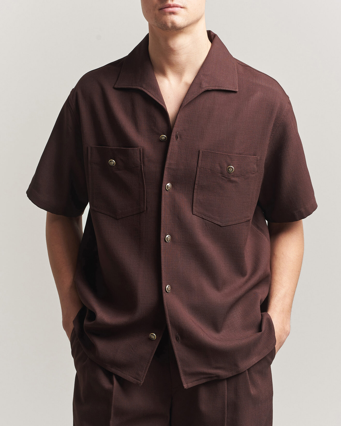 Men | Shirts | Drôle de Monsieur | Viscose Resort Shirt Brown