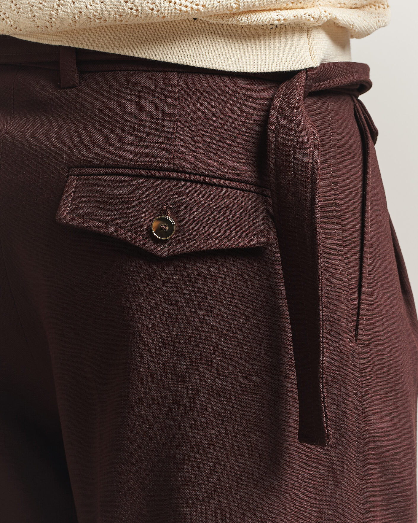 Men | Trousers | Drôle de Monsieur | Viscose Pleated Trousers Brown