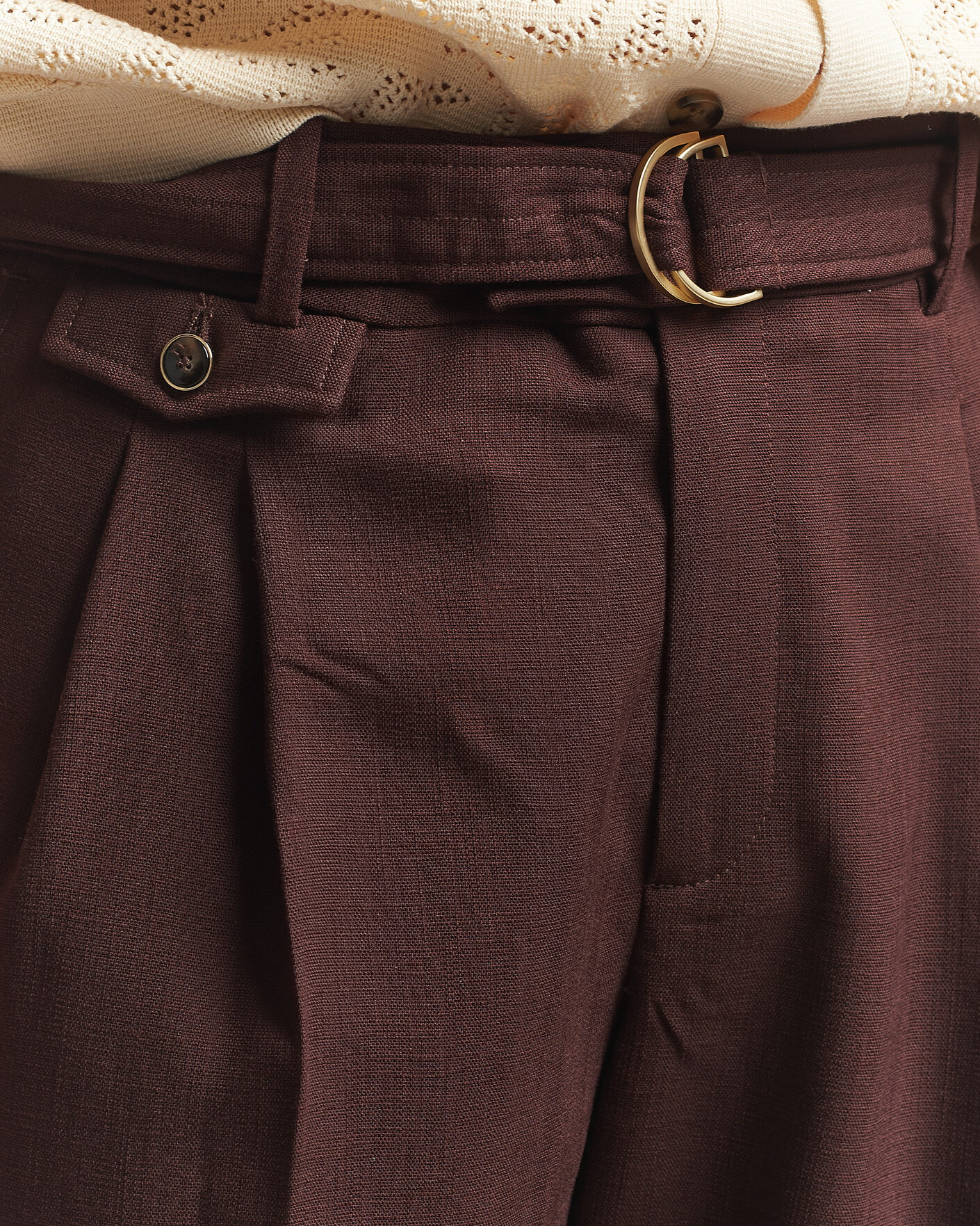 Men | Trousers | Drôle de Monsieur | Viscose Pleated Trousers Brown