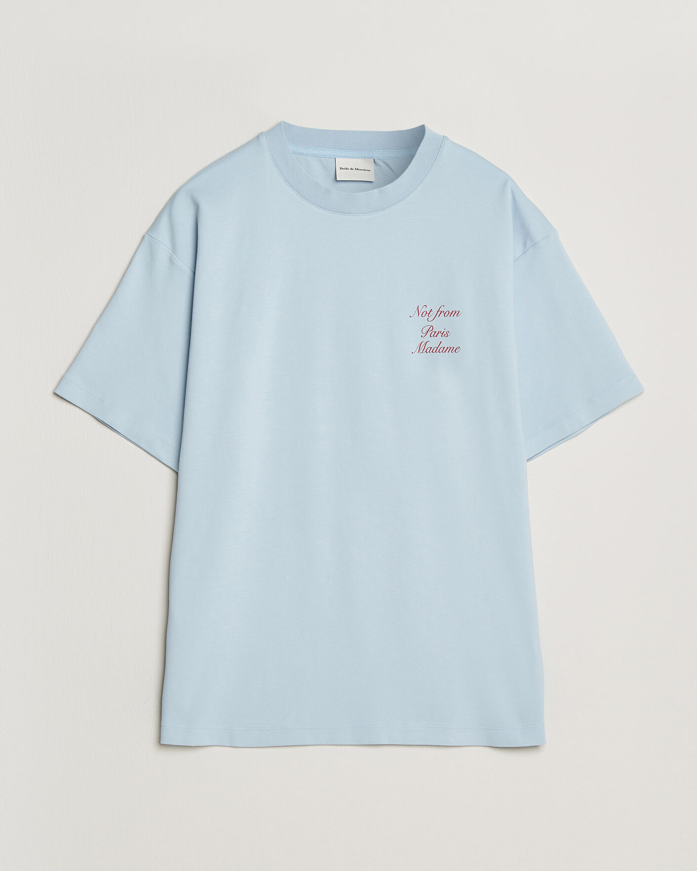 Men | T-Shirts | Drôle de Monsieur | Slogan Cursive T-Shirt Light Blue