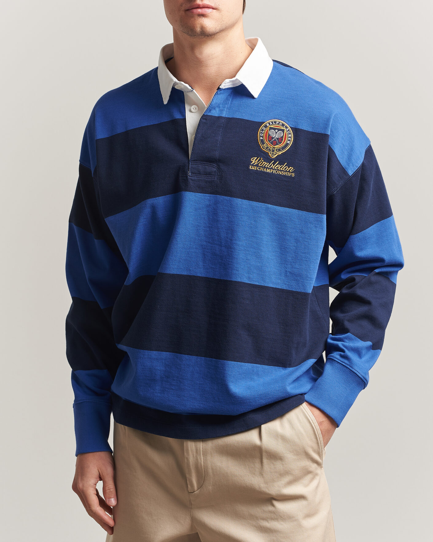 Men | Sweaters & Knitwear | Polo Ralph Lauren | Striped Rugby Pullover Collegiate Blue
