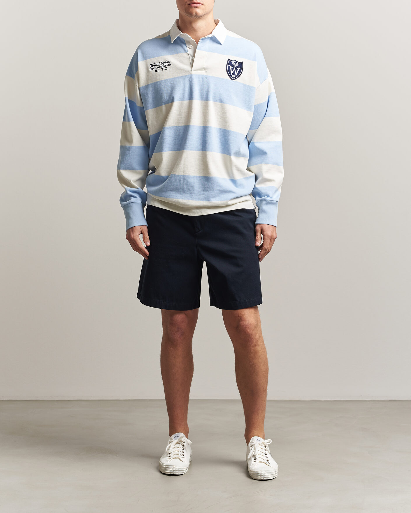 Men | Sweaters & Knitwear | Polo Ralph Lauren | Striped Rugby Pullover Office Blue/Deckwash White