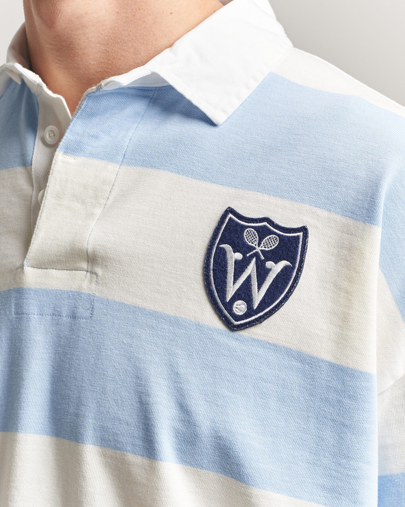 Men | Sweaters & Knitwear | Polo Ralph Lauren | Striped Rugby Pullover Office Blue/Deckwash White