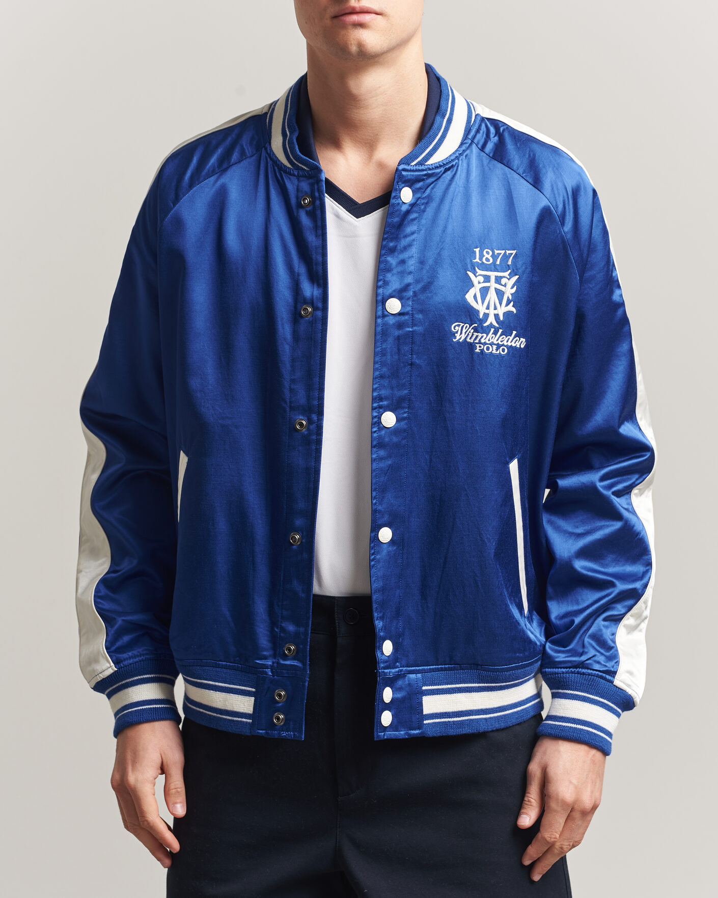 Maison Kitsuné Knitted College Varsity Jacket Rich Vanilla at