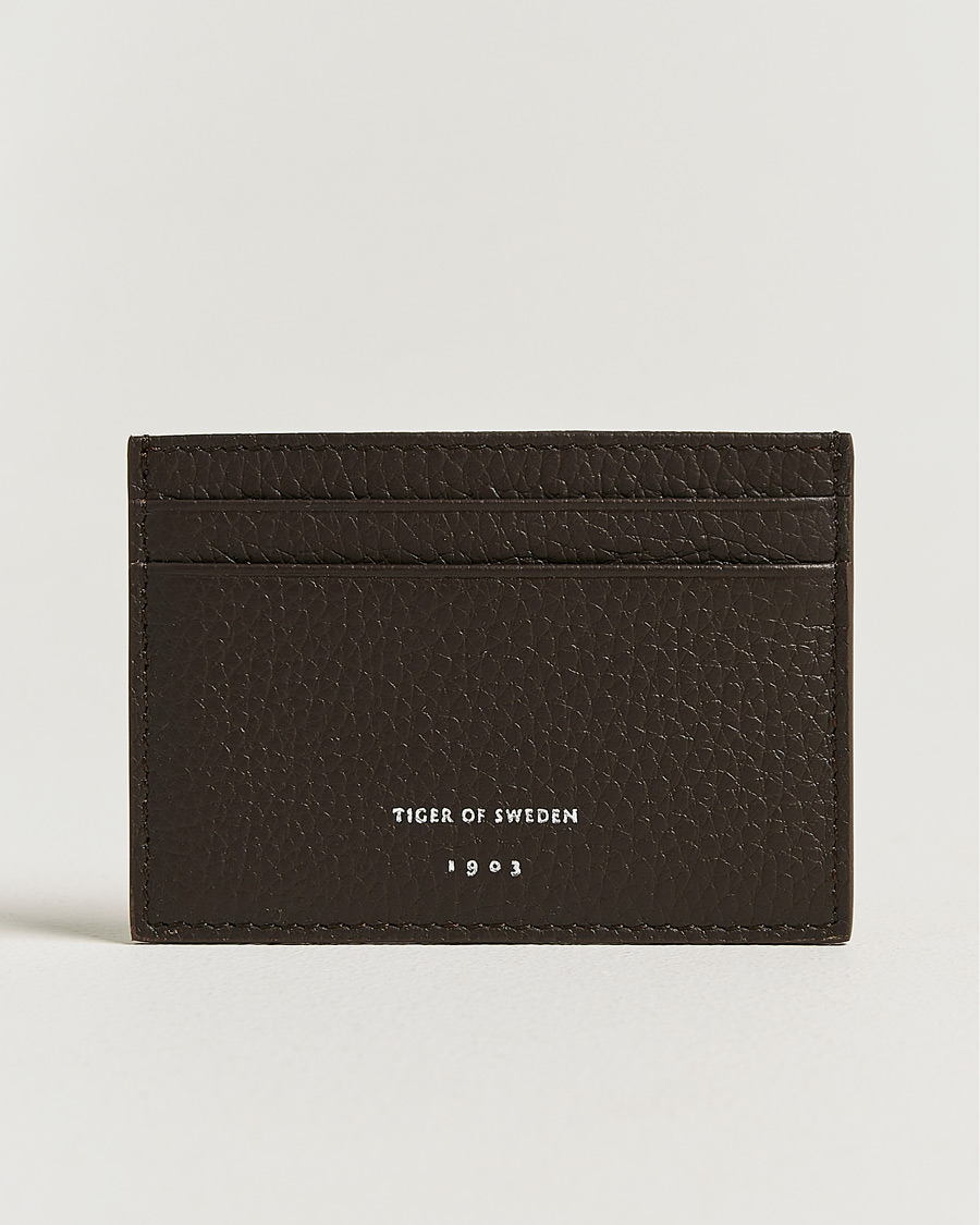 Men | Wallets | Tiger of Sweden | Wharf Leather Card Holder Dark Brown