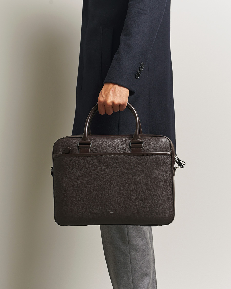 Men | Bags | Tiger of Sweden | Bosun Grained Leather Briefcase Dark Brown