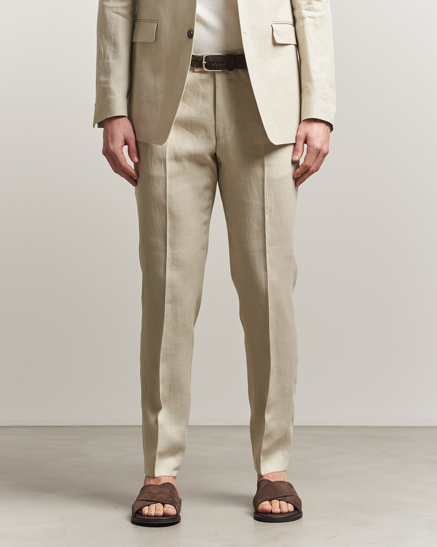 Men | Trousers | Tiger of Sweden | Tenuta Linen Suit Trousers Cream Sand