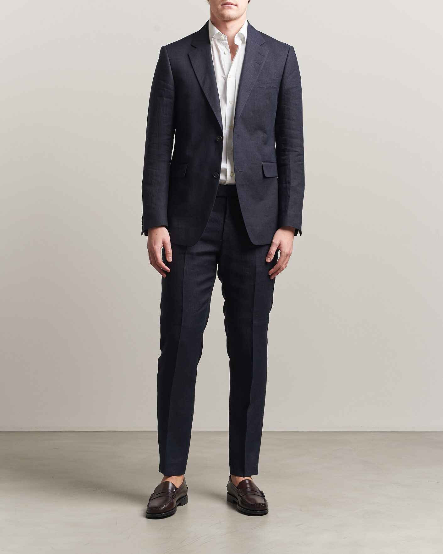 Men | Trousers | Tiger of Sweden | Tenuta Linen Suit Trousers Midnight Blue