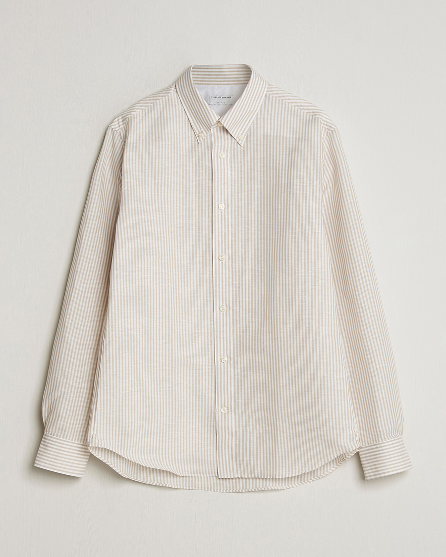 Men | Shirts | Tiger of Sweden | Bjorn Cotton/Linen Striped Shirt Tehina