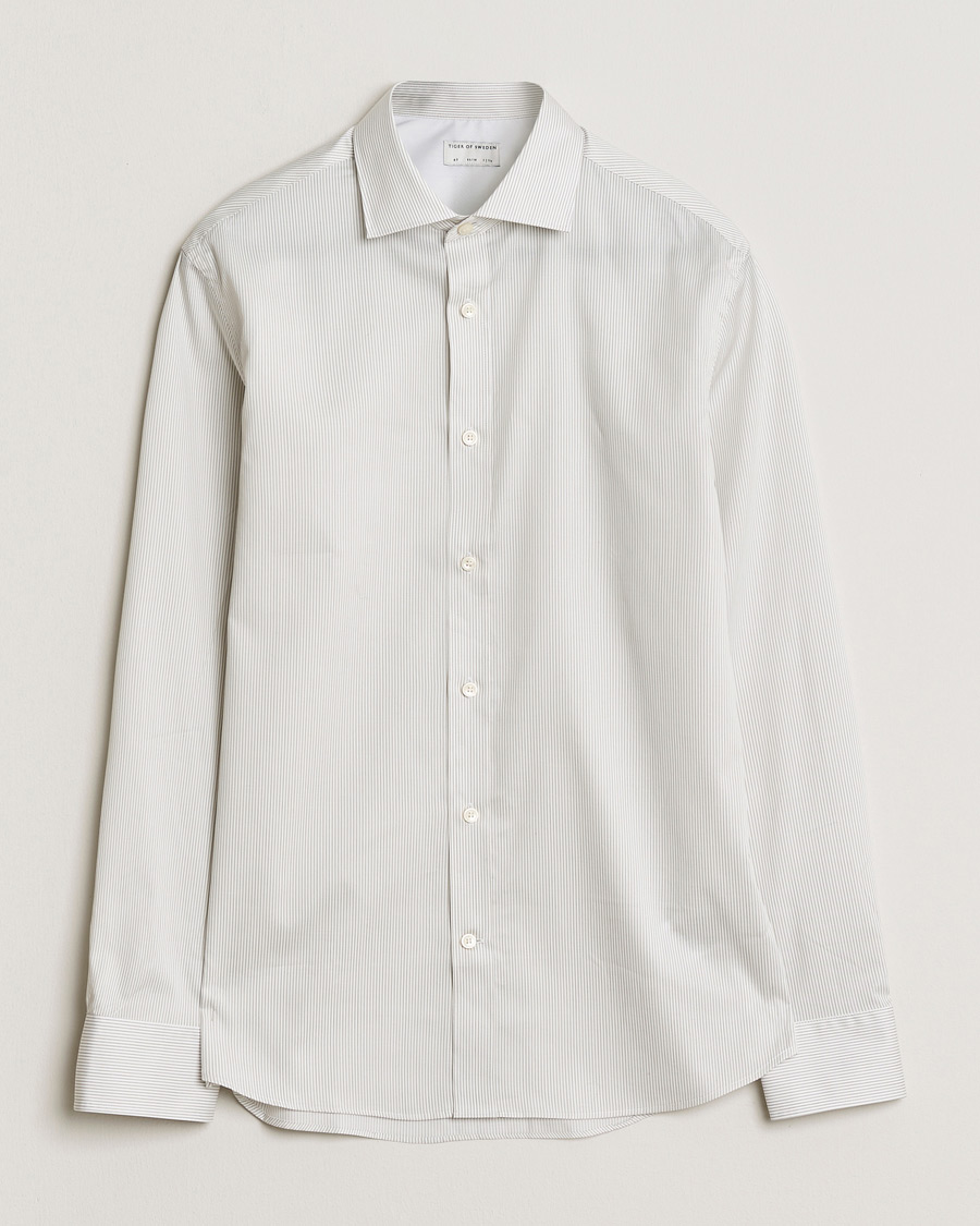 Men | Shirts | Tiger of Sweden | Adley Cotton Striped Shirt Seline Grey