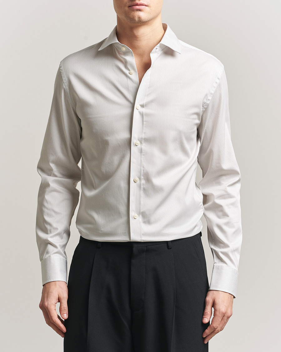 Men | Shirts | Tiger of Sweden | Adley Cotton Striped Shirt Seline Grey
