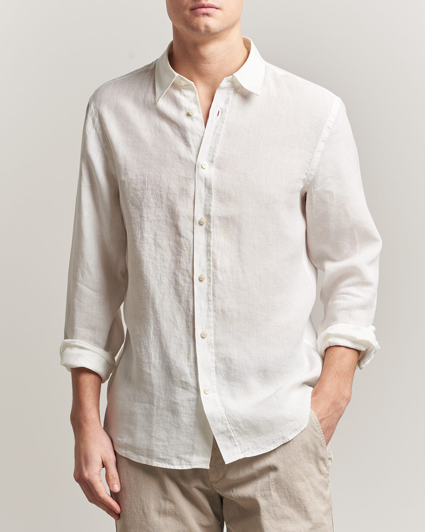 Men | Shirts | Tiger of Sweden | Spenser Linen Shirt Off White