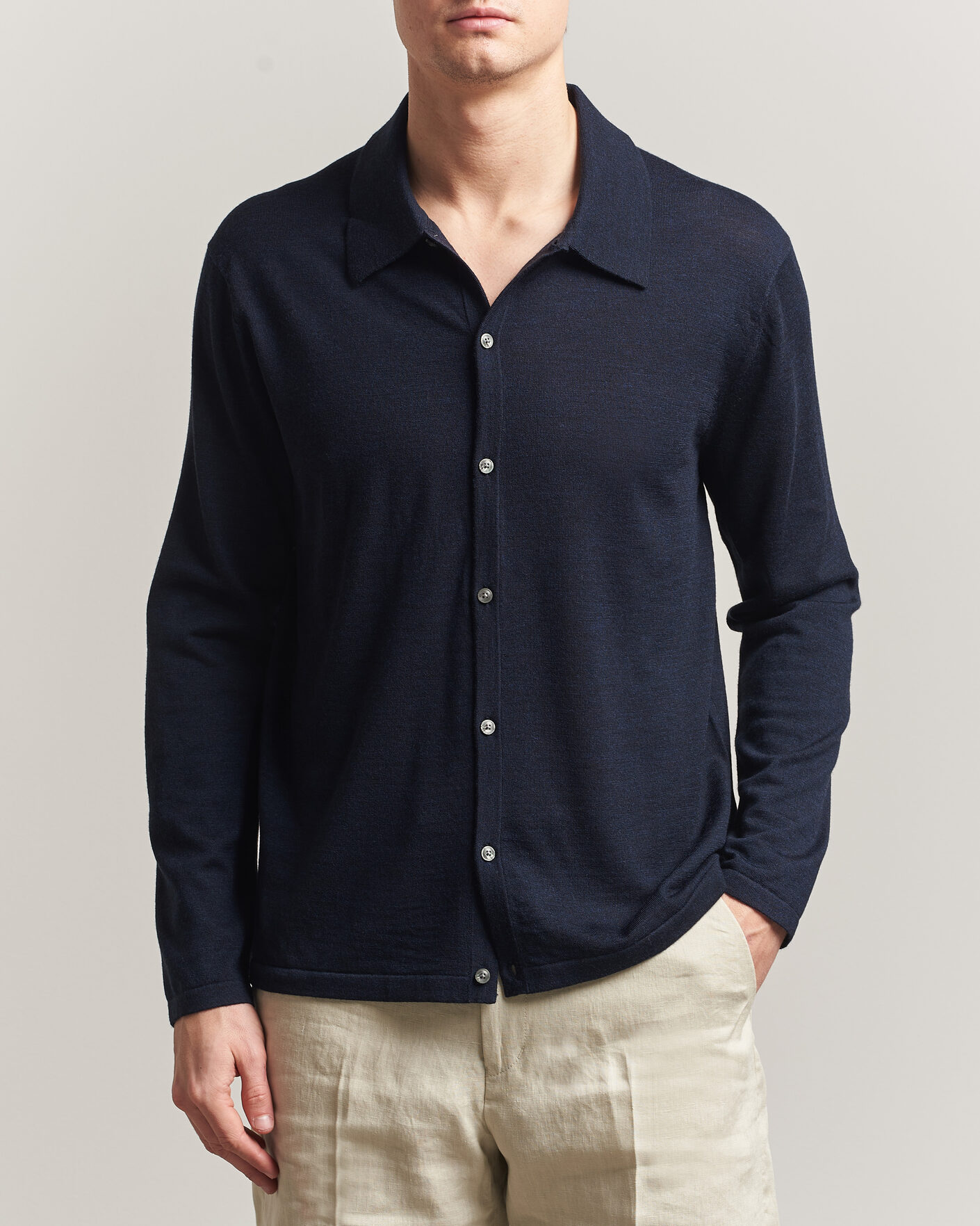 Men | Sweaters & Knitwear | Tiger of Sweden | Verklin Merino Knitted Cardigan Light Ink