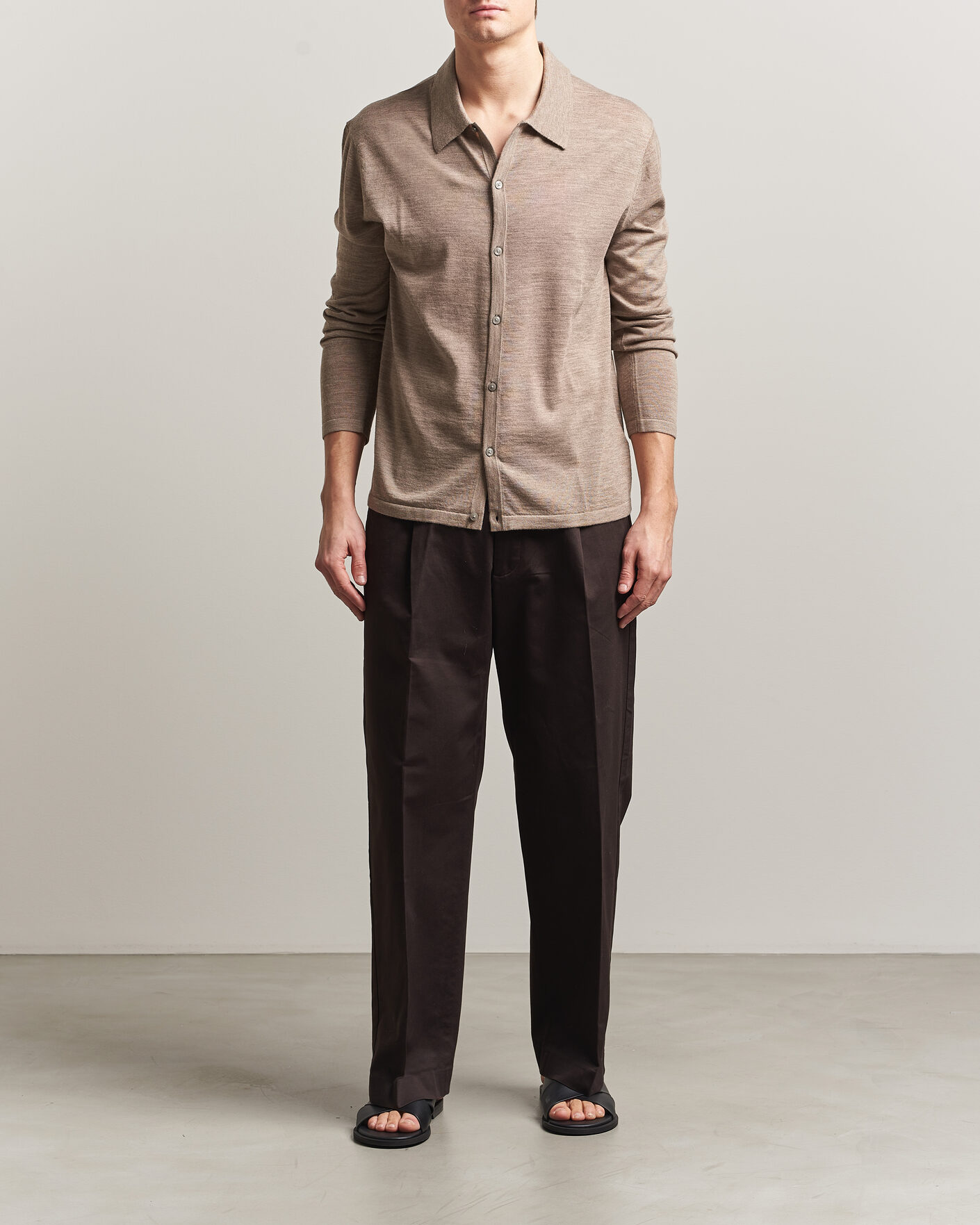 Men | Sweaters & Knitwear | Tiger of Sweden | Verklin Merino Knitted Cardigan Beige Melange