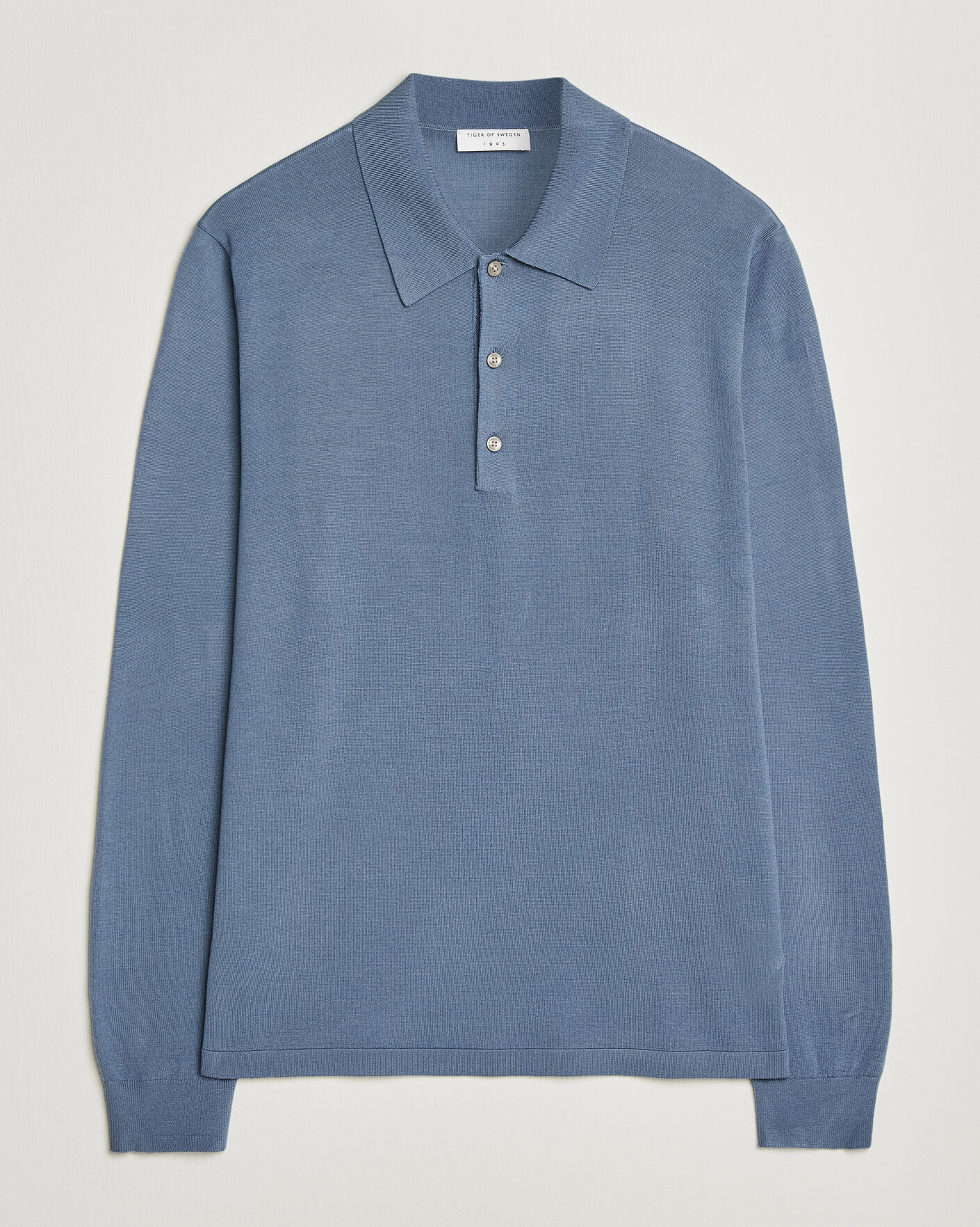 Men | Sweaters & Knitwear | Tiger of Sweden | Eross Merino Knitted Polo Dull Blue
