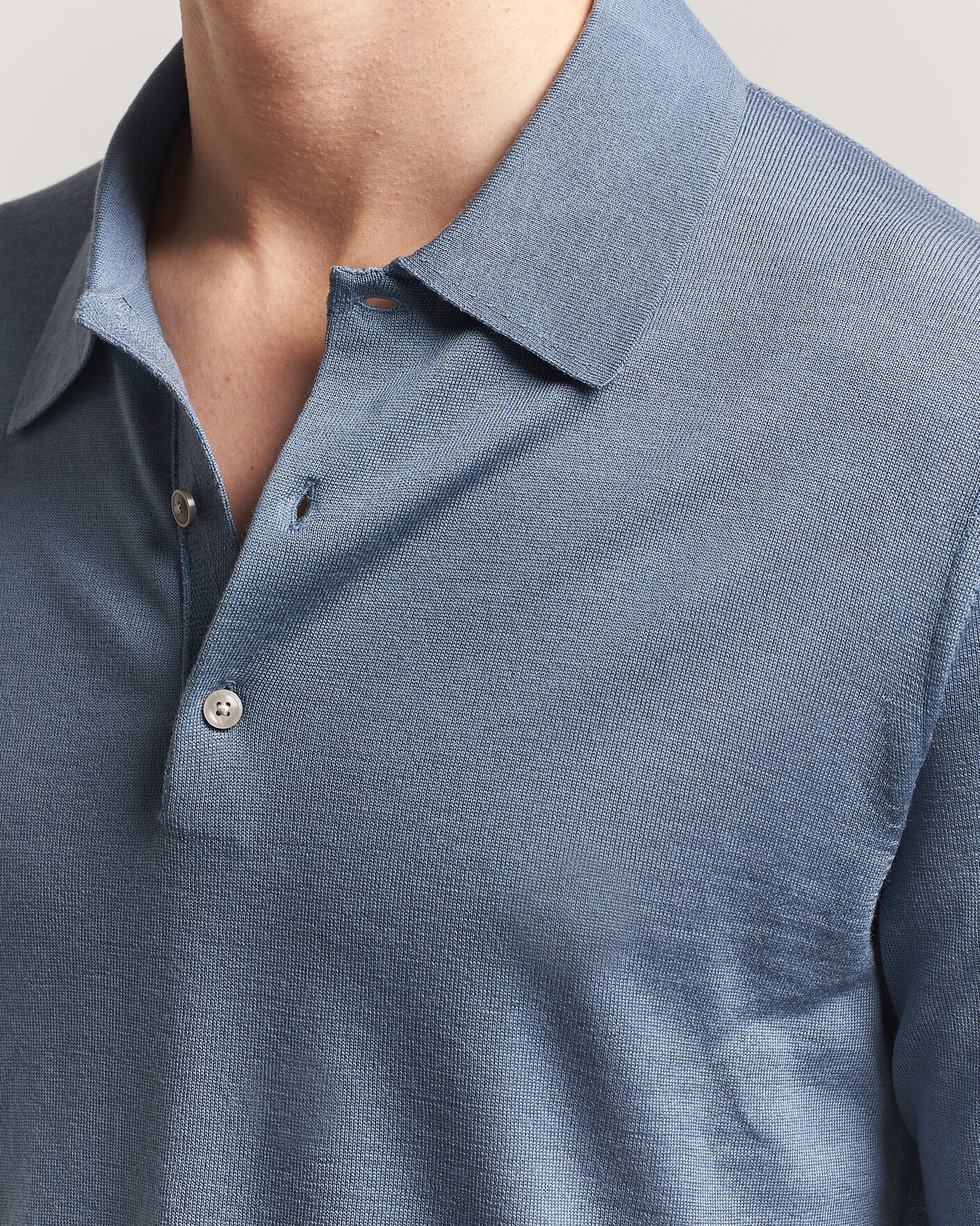 Men | Sweaters & Knitwear | Tiger of Sweden | Eross Merino Knitted Polo Dull Blue