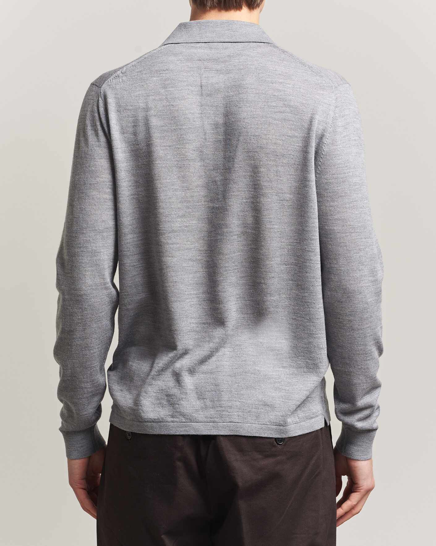Men | Sweaters & Knitwear | Tiger of Sweden | Eross Merino Knitted Polo Grey Melange