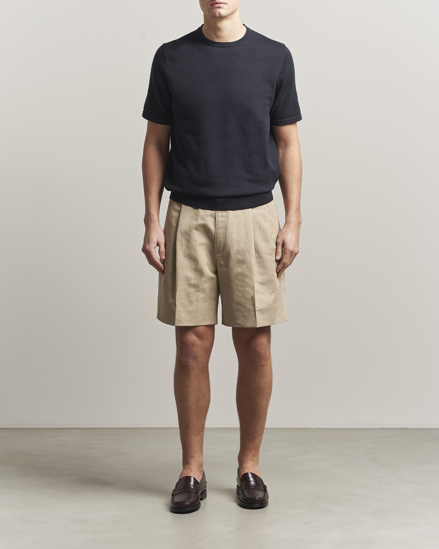 Men | T-Shirts | Tiger of Sweden | Connor Cotton Knitted T-Shirt Light Ink