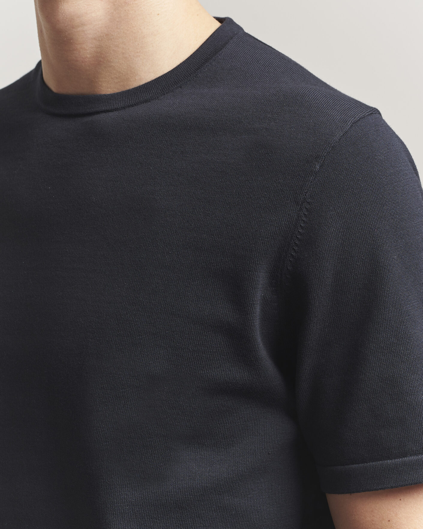 Men | T-Shirts | Tiger of Sweden | Connor Cotton Knitted T-Shirt Light Ink