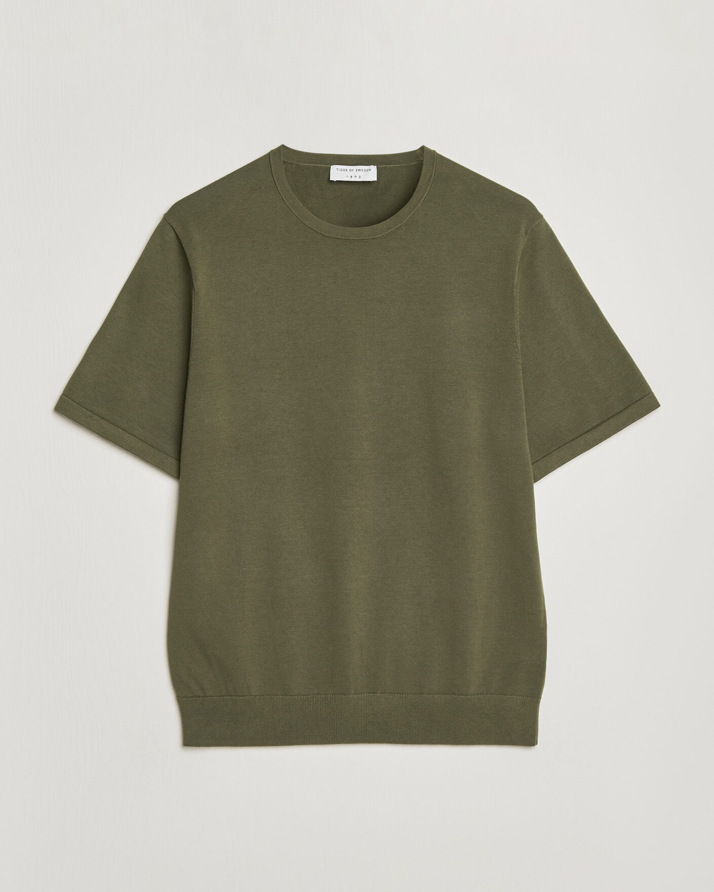 Men | T-Shirts | Tiger of Sweden | Connor Cotton Knitted T-Shirt Kalamata Green