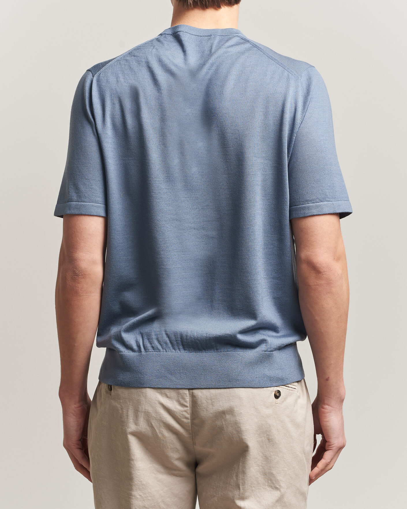 Men | T-Shirts | Tiger of Sweden | Connor Merino Knitted T-Shirt Dull Blue