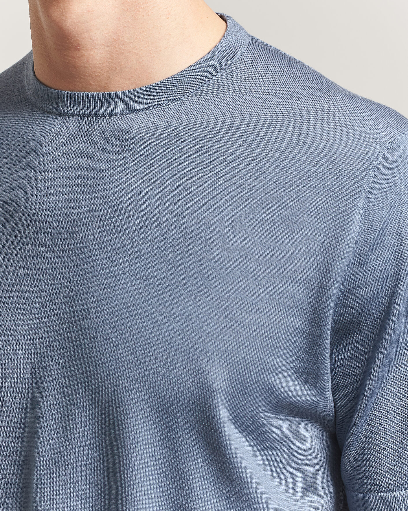 Men | T-Shirts | Tiger of Sweden | Connor Merino Knitted T-Shirt Dull Blue