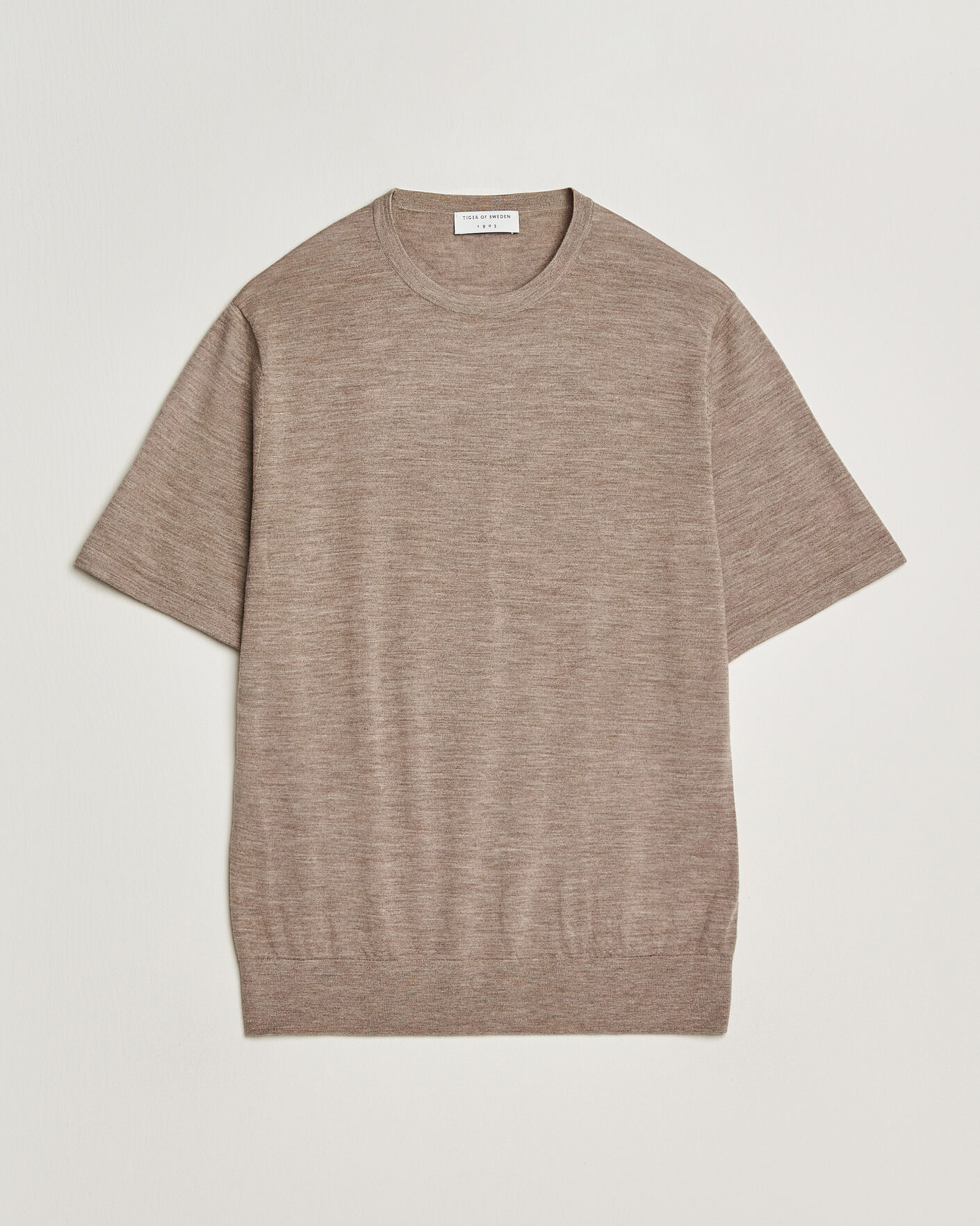 Men | T-Shirts | Tiger of Sweden | Connor Merino Knitted T-Shirt Beige Melange