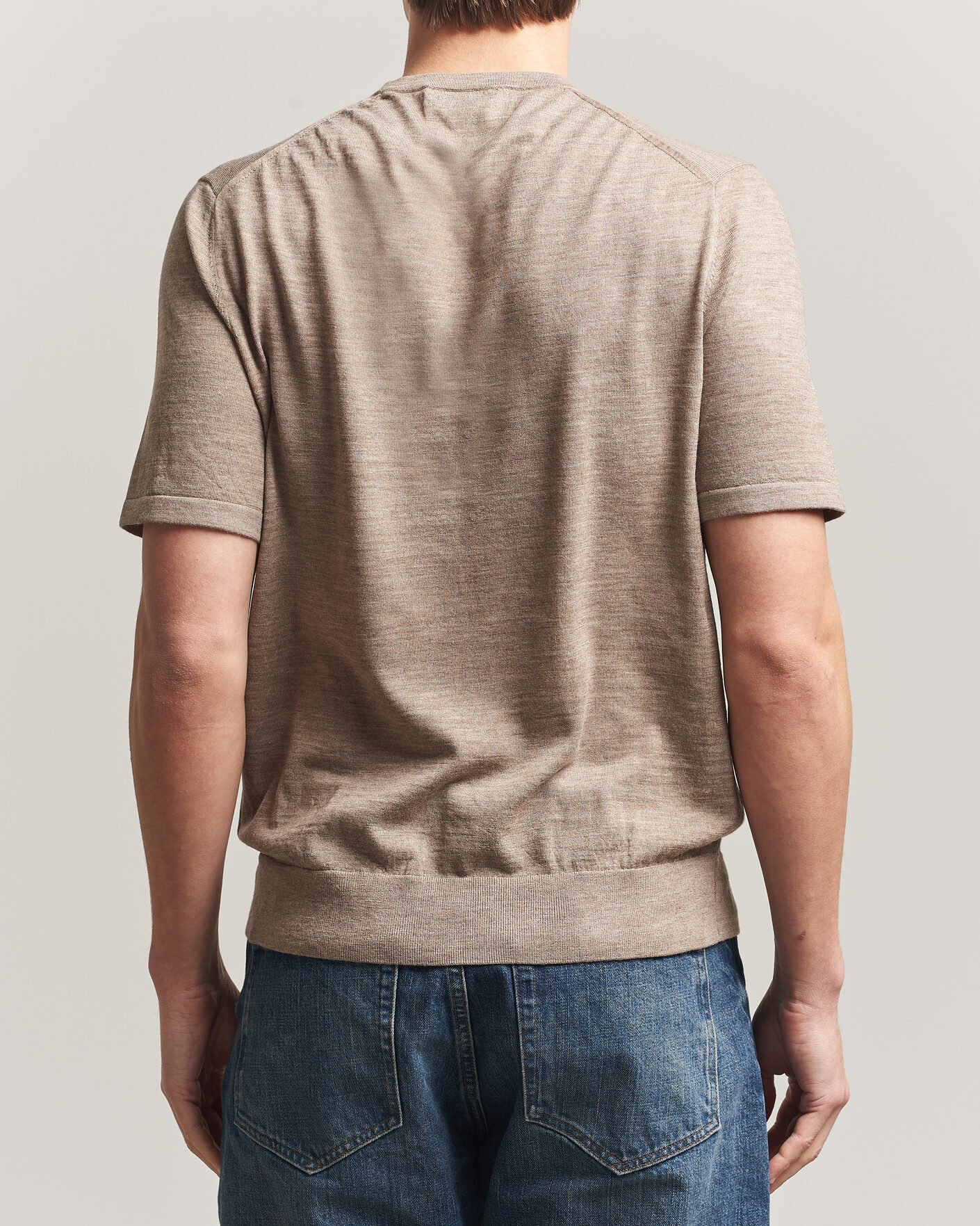 Men | T-Shirts | Tiger of Sweden | Connor Merino Knitted T-Shirt Beige Melange