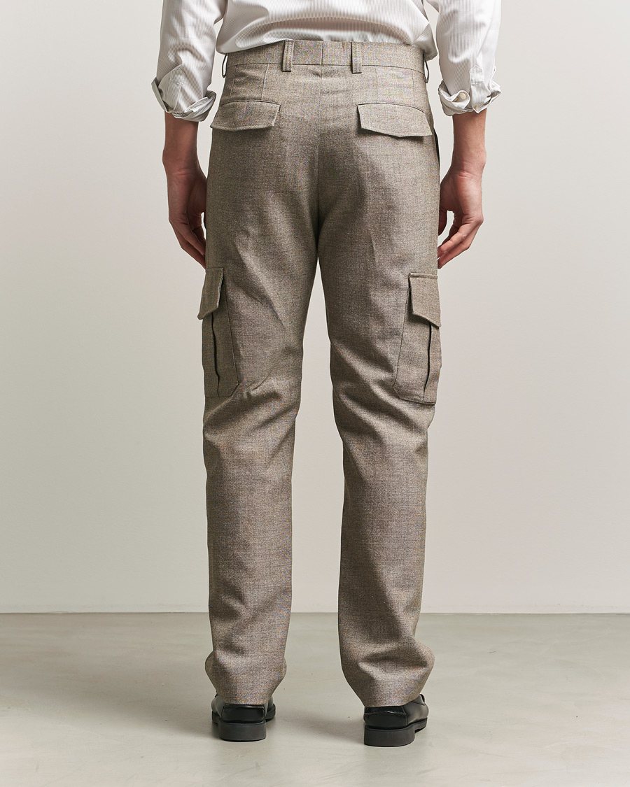Men | Trousers | Tiger of Sweden | Mend Wool/Linen Cargo Trousers Sawgrass Brown