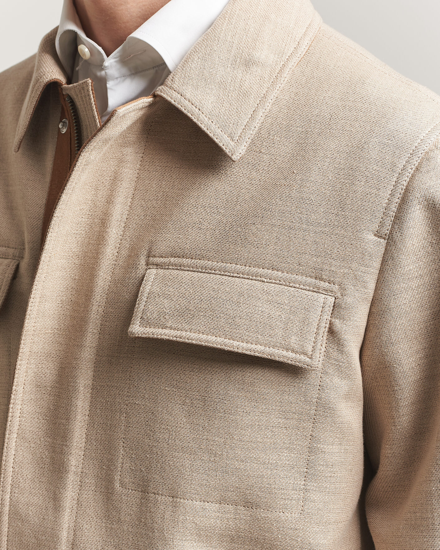 Men | Coats & Jackets | Tiger of Sweden | Sandser Cotton/Linen Field Jacket Soft Latte