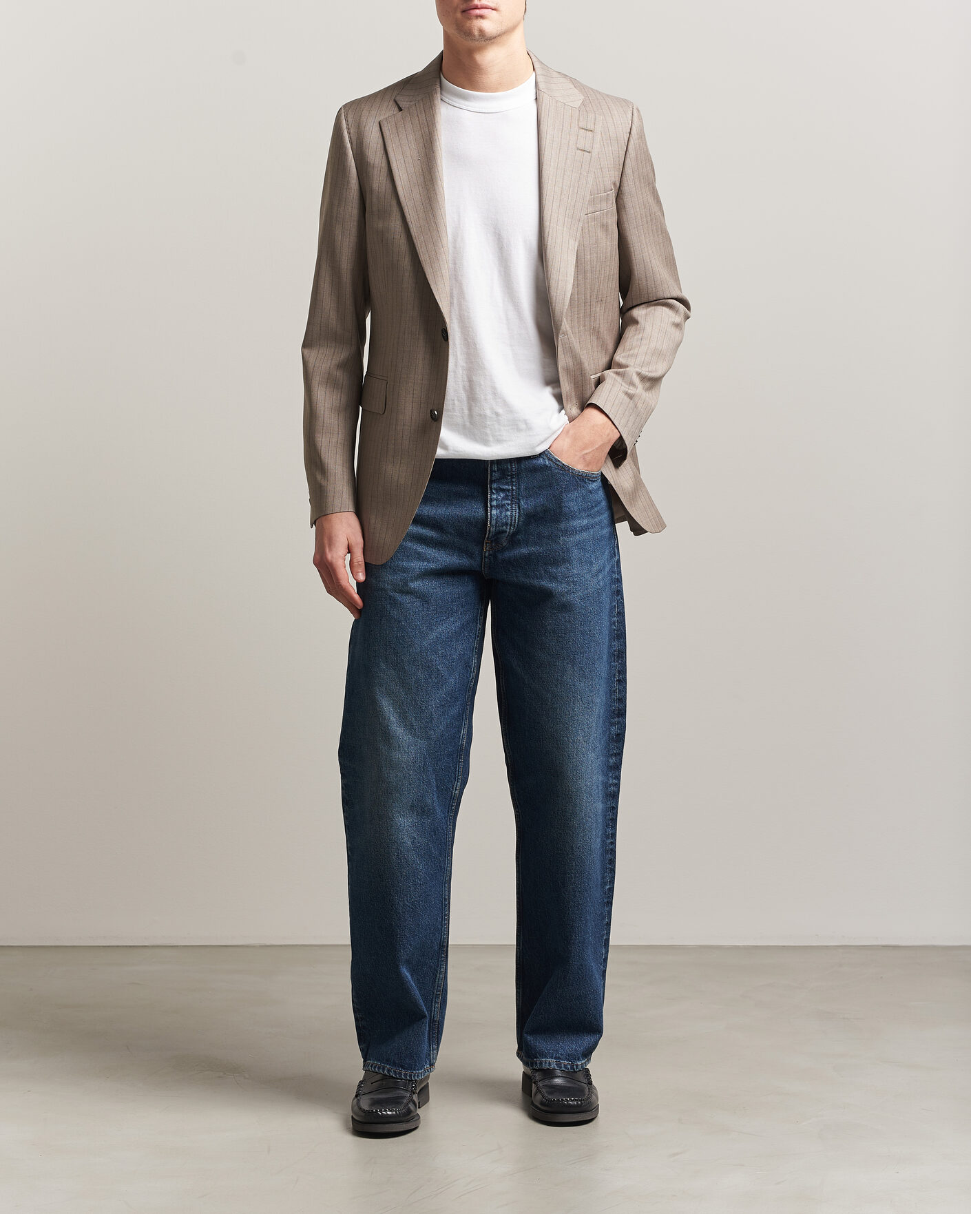 Men | Blazers | Tiger of Sweden | Ease Wool Pinstriped Blazer Clay