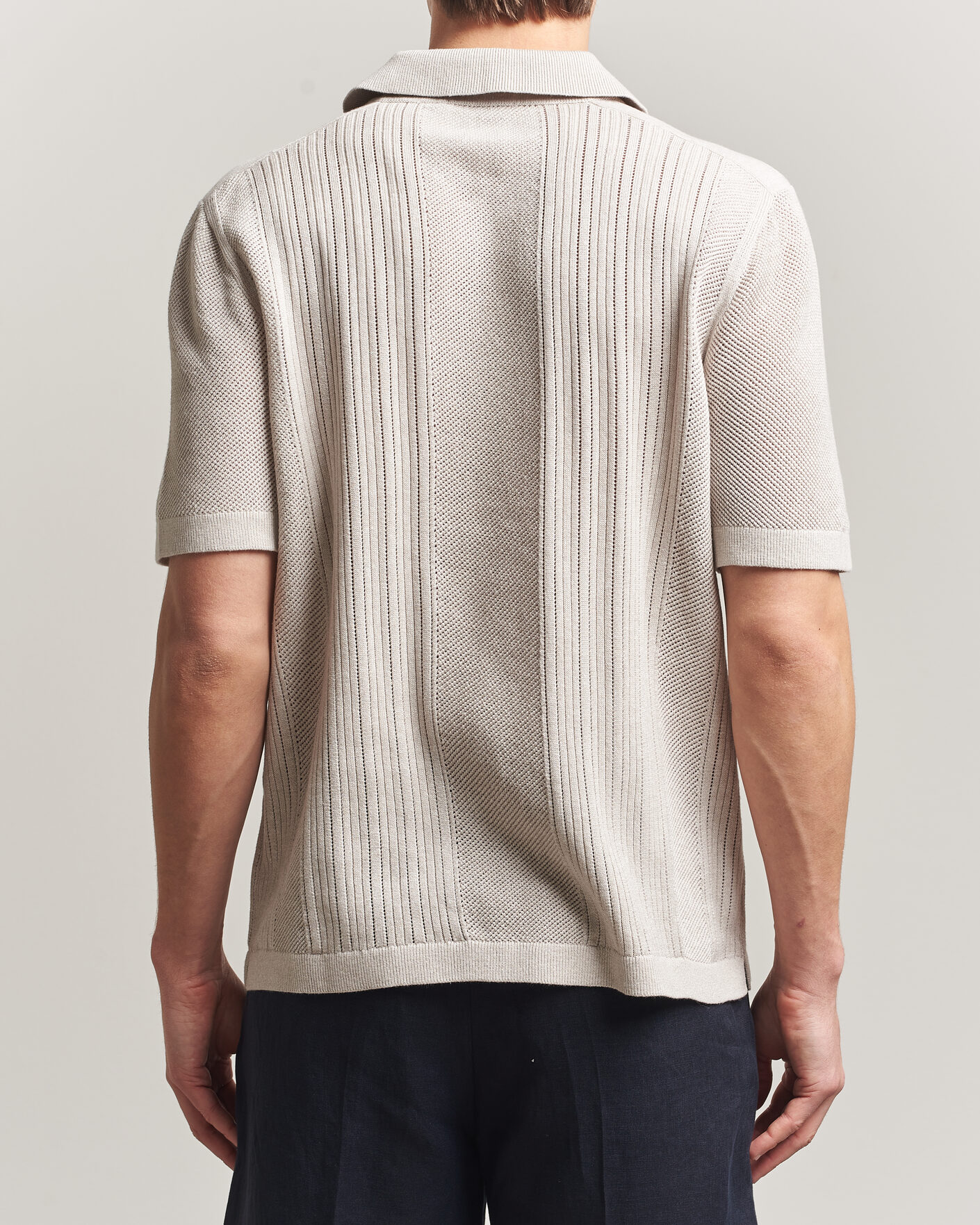 Men | Polo Shirts | Tiger of Sweden | Eoin Wool/Linen Knitted Polo Ivory