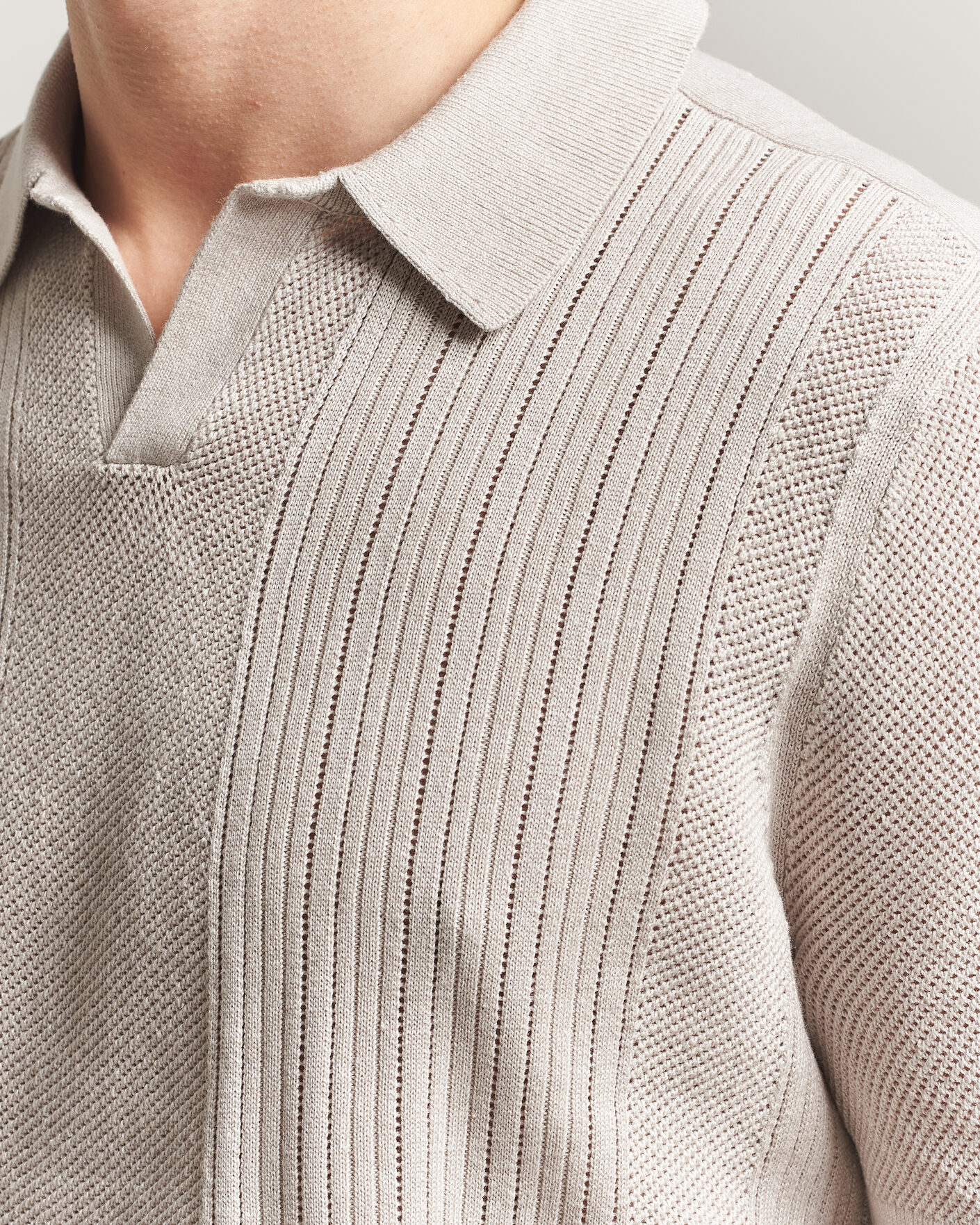 Men | Polo Shirts | Tiger of Sweden | Eoin Wool/Linen Knitted Polo Ivory