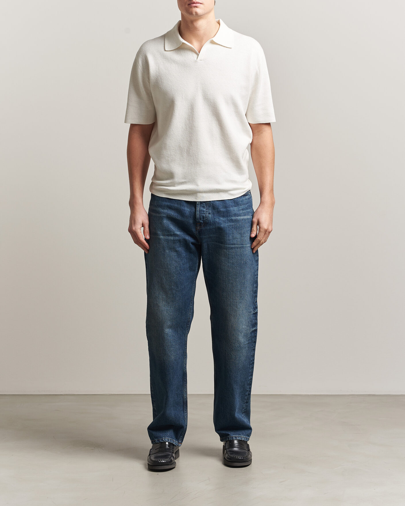 Men | Polo Shirts | Tiger of Sweden | Maelon Cotton/Linen Knitted Polo Pure White