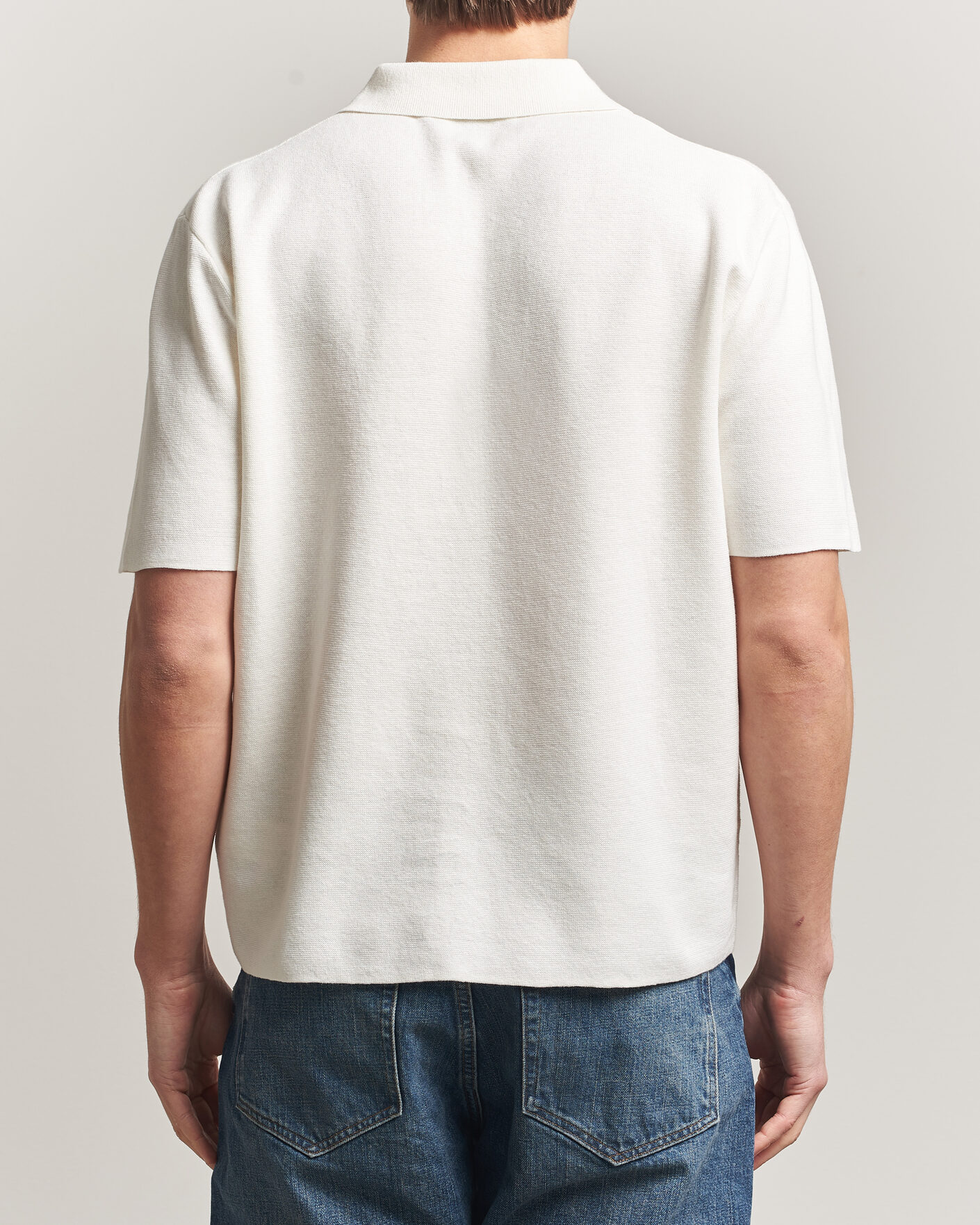 Men | Polo Shirts | Tiger of Sweden | Maelon Cotton/Linen Knitted Polo Pure White