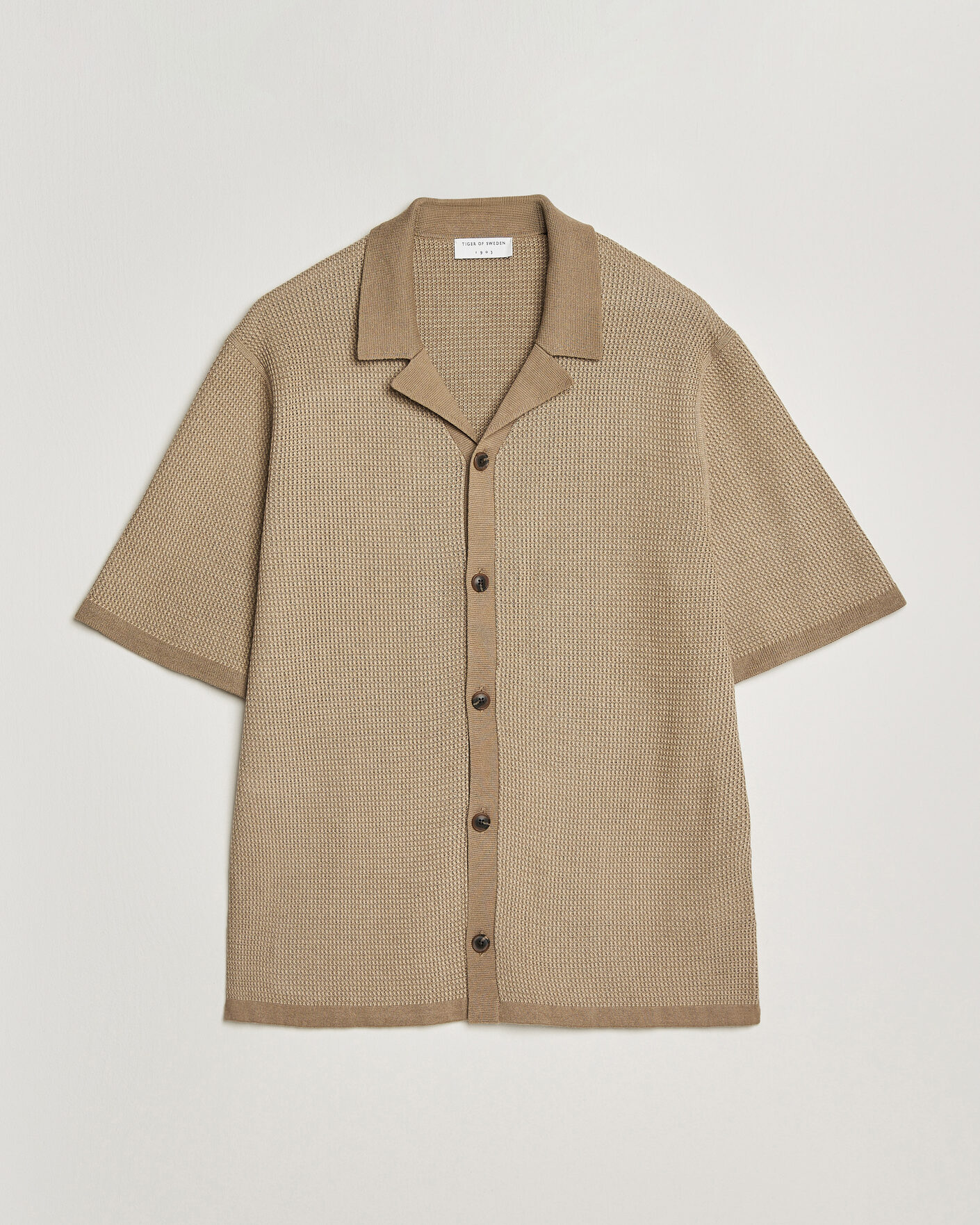 Men | Shirts | Tiger of Sweden | River Knitted Short Sleeve Shirt Umber Brown
