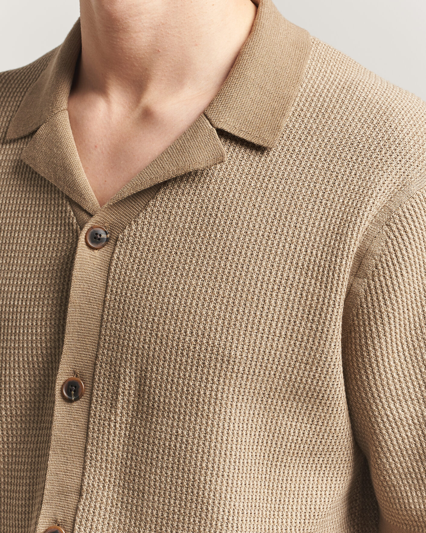 Men | Shirts | Tiger of Sweden | River Knitted Short Sleeve Shirt Umber Brown