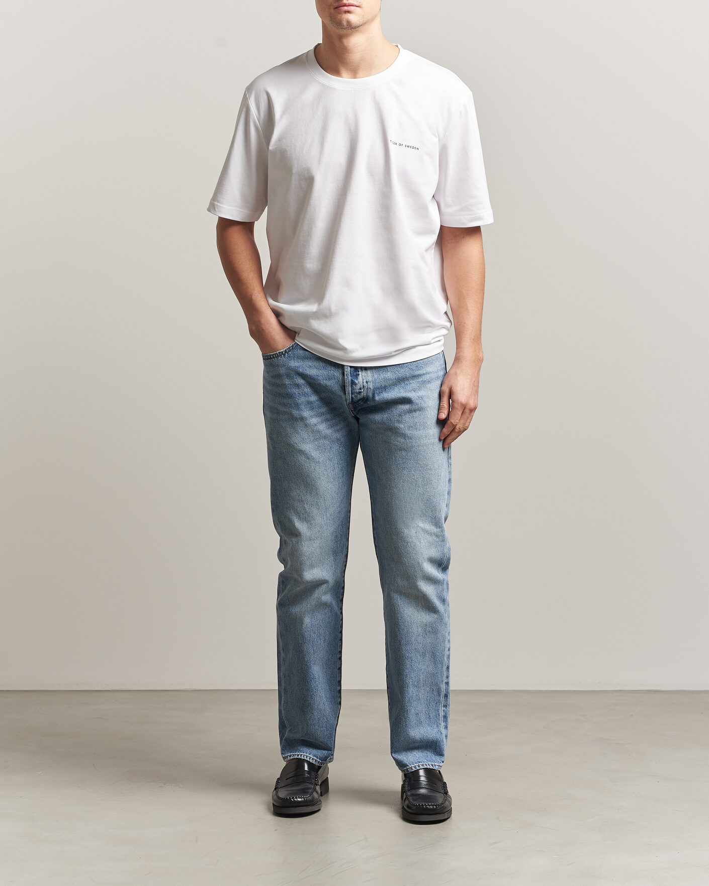 Men | T-Shirts | Tiger of Sweden | Pro Cotton Logo T-Shirt Pure White