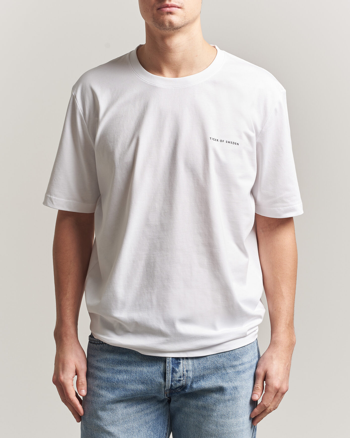Men | T-Shirts | Tiger of Sweden | Pro Cotton Logo T-Shirt Pure White