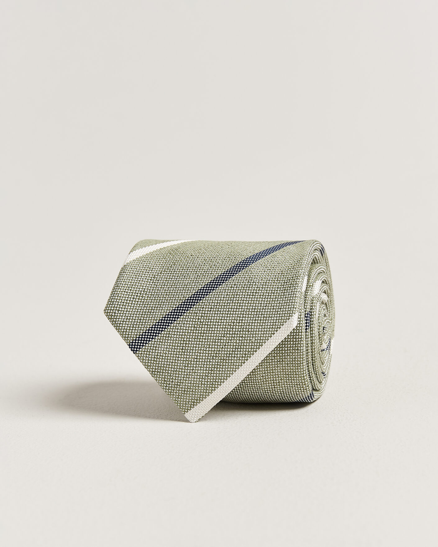 Men | Ties | Amanda Christensen | Silk/Linen 8cm Striped Tie Green