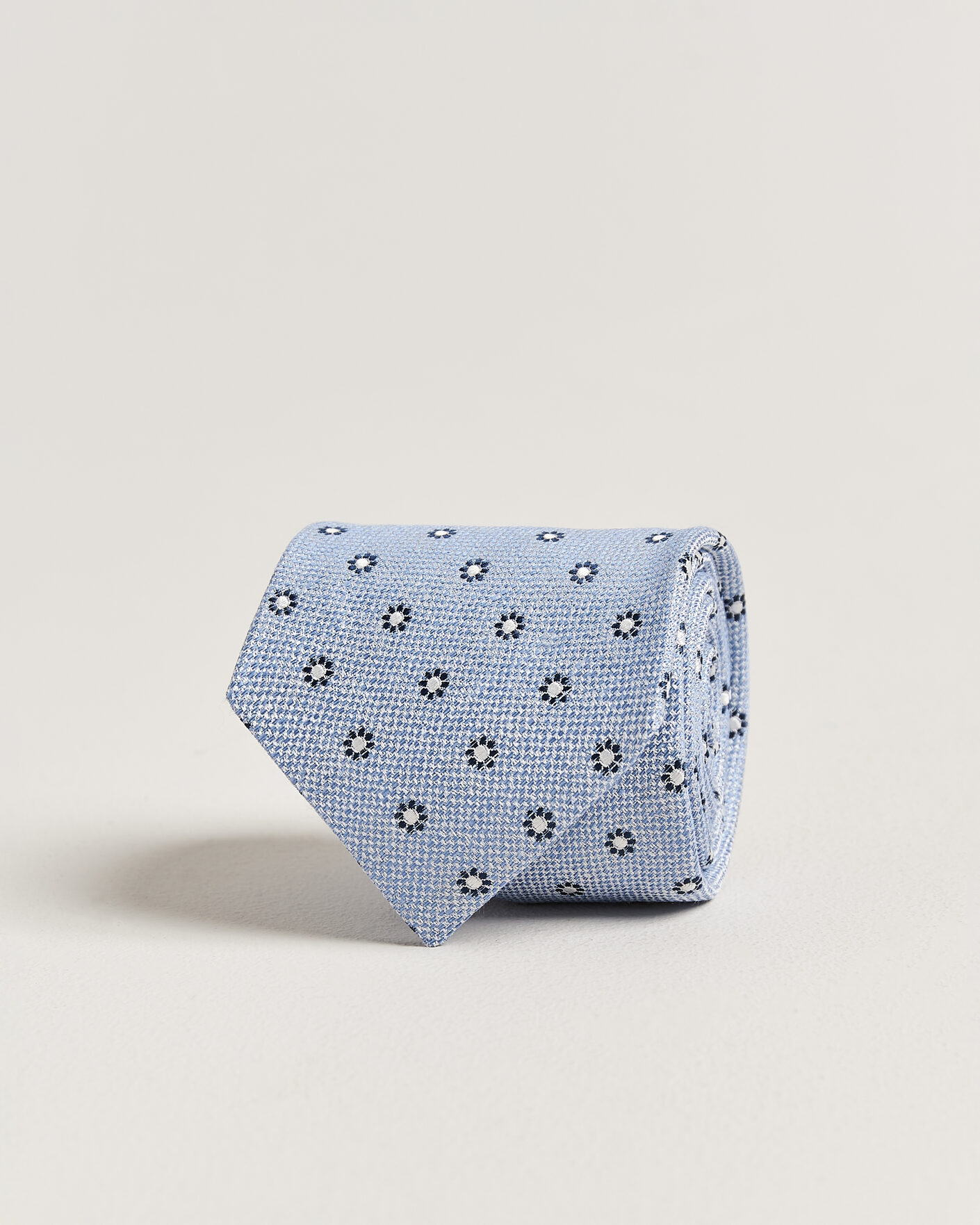 Men | Ties | Amanda Christensen | Silk/Linen 8cm Flower Tie Blue