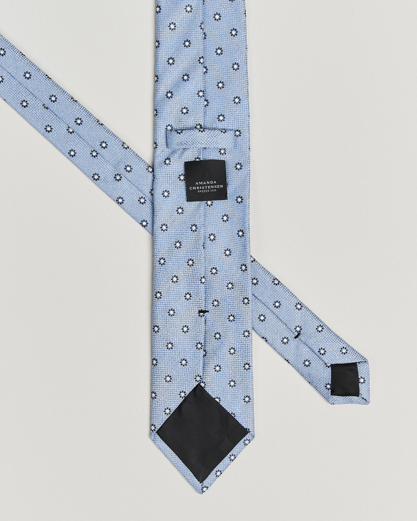 Men | Ties | Amanda Christensen | Silk/Linen 8cm Flower Tie Blue