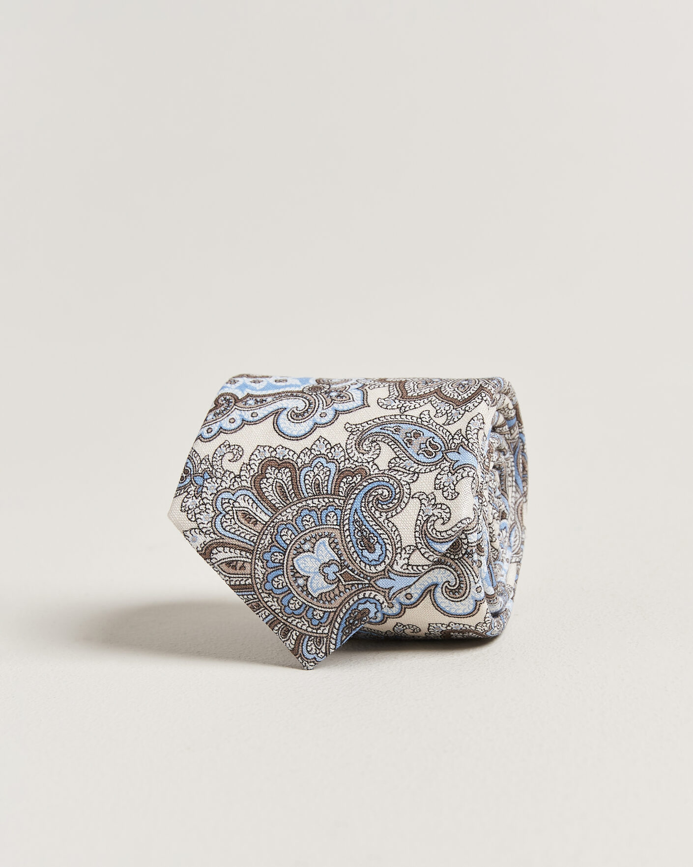 Men | Ties | Amanda Christensen | Linen 8cm Paisley Tie Cream