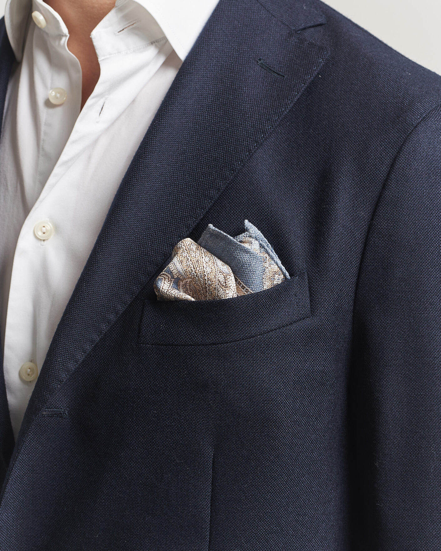 Men | Pocket Squares | Amanda Christensen | Silk Shappe Double Faced Pocket Square Navy